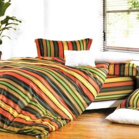 Blancho Bedding - [Colorful Stripe] Luxury 5PC Comforter Set Combo 300GSM (King Size)