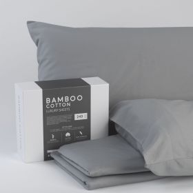 Bamboo Cotton Sheets Soft and Smooth with Viscose from Bamboo Grey Twin Long
