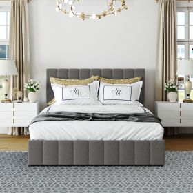 Queen size Upholstered Platform bed with a Hydraulic Storage System - Gray Queen size Upholstered Platform bed with a Hydraulic Storage System - (Color: Gray)