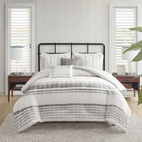 5 Piece Cotton Jaquard Duvet Set (Color: as Pic)